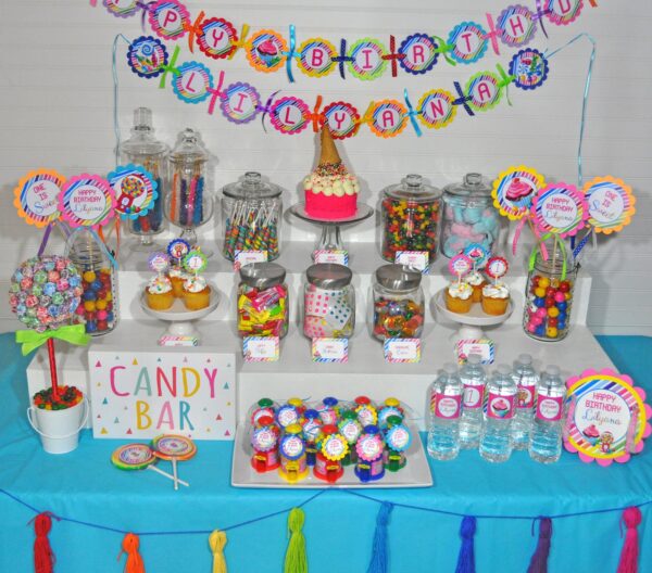 Rainbow Party Candy Shop Birthday Labels Set of 10 - Image 7