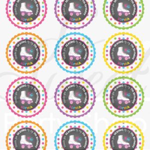 Roller Skating Birthday Favor Stickers Set
