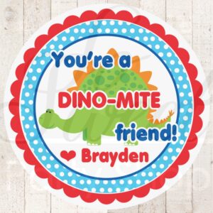 Dinosaur Valentine Stickers Set of 24