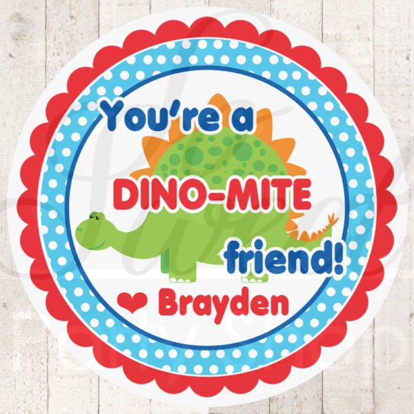 Dinosaur Valentine Stickers Set of 24