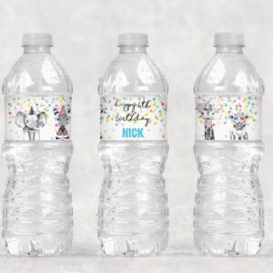 Wild Animal Birthday Party Water Bottle Labels Set of 11