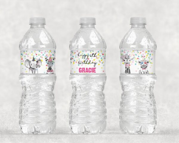 Wild Animal Birthday Party Water Bottle Labels Set of 11 - Image 2