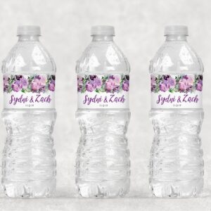 purple floral beverage labels set of 10