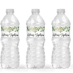 Water Bottle Labels with Greenery Leaves - Set of 10