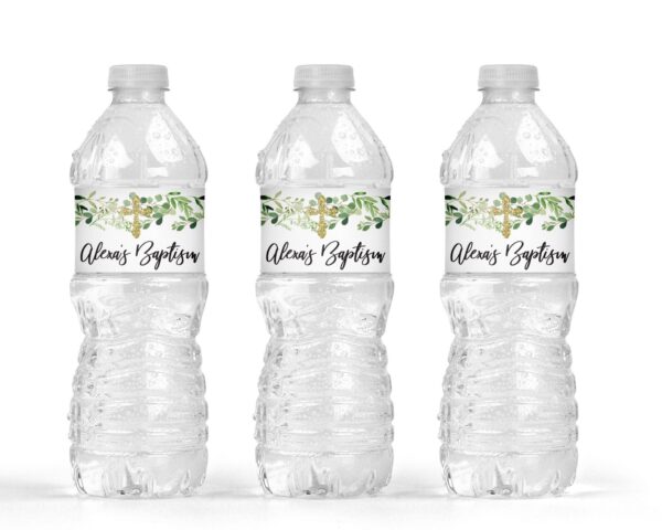 Water Bottle Labels with Greenery Leaves - Set of 10