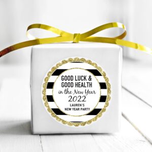 New Year Celebration Stickers Gold Black Set of 24
