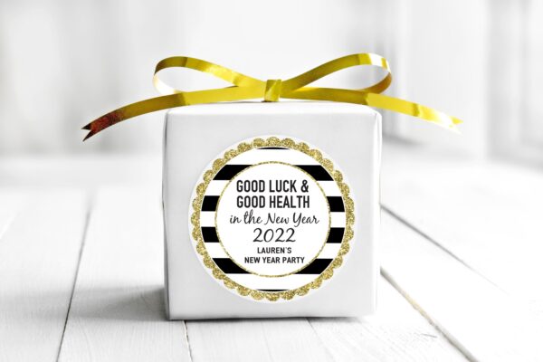 New Year Celebration Stickers Gold Black Set of 24