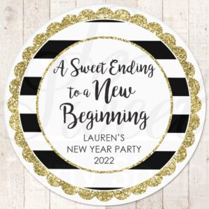New Year's Favor Stickers - Gold and Black