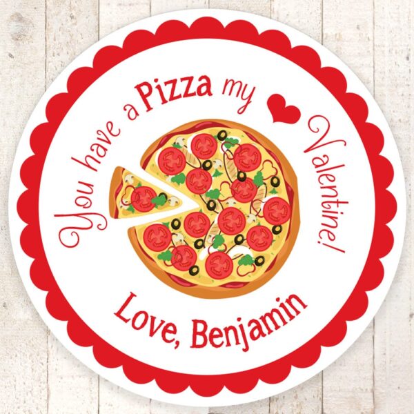 Valentine's Day Pizza Stickers Set