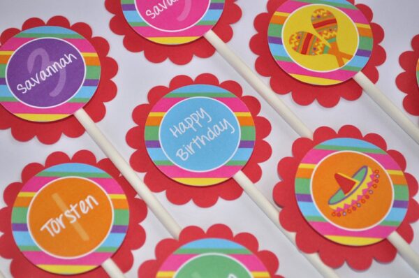 Fiesta Birthday Beverage Labels Set of 10