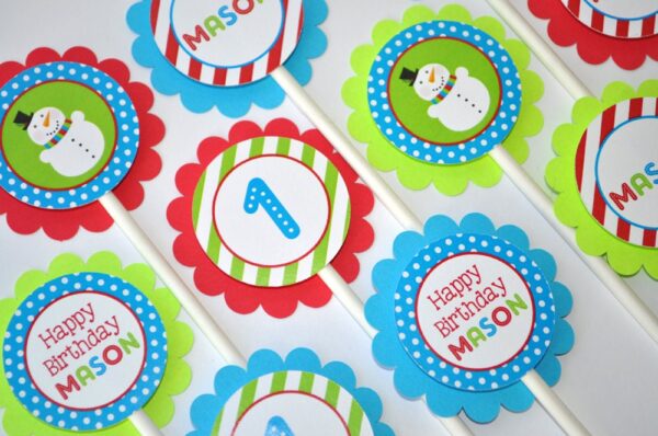 Winter Birthday Party Sticker Labels Set of 24