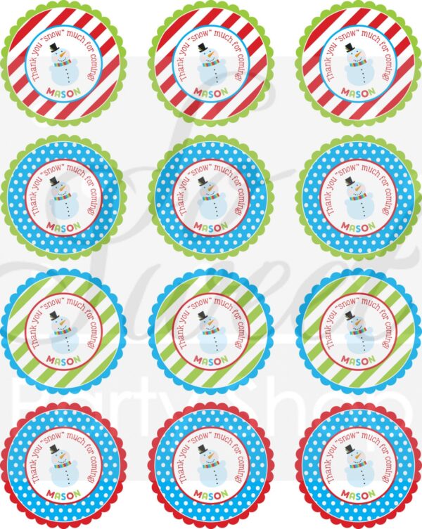 Winter Birthday Party Sticker Labels Set of 24 - Image 4