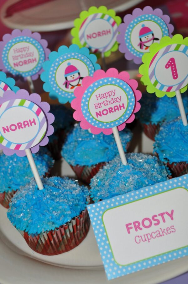 Winter Penguin Birthday Favor Sticker Labels Set of 24 - Image 3