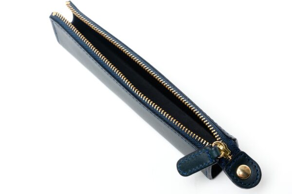 slip on zipper pen case small blue - Image 3