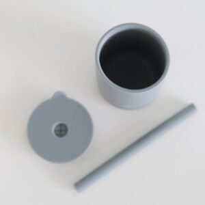 baby silicone straw cup blue