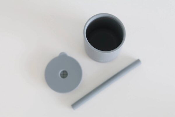 baby silicone straw cup blue