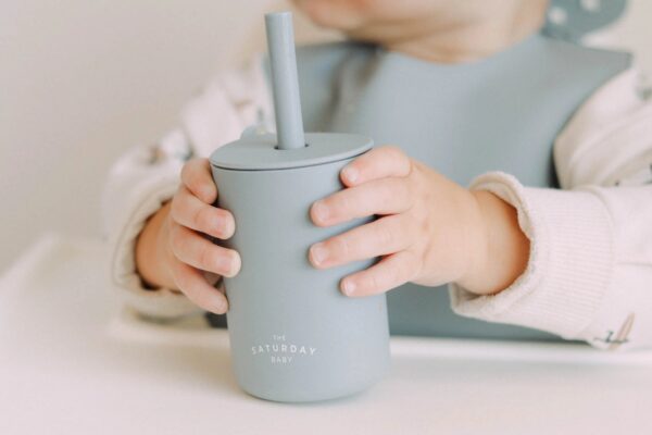 baby silicone straw cup blue - Image 2