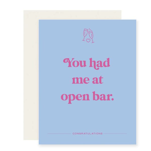 Cheers to the Open Bar Wedding Card