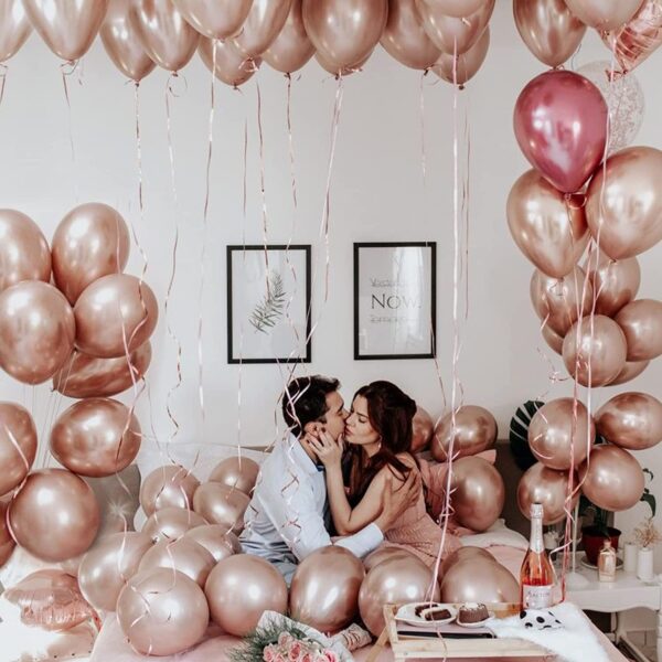 Metallic Gold Balloons 50 pcs 12 inch and Silver Ribbon - Image 3