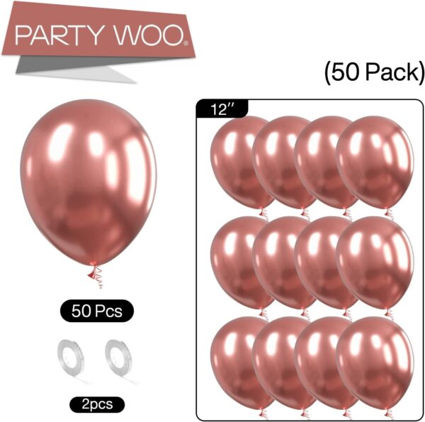 Metallic Gold Balloons 50 pcs 12 inch and Silver Ribbon - Image 4