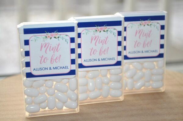 Wedding Favor Mint Labels Blue Pink Set of 24