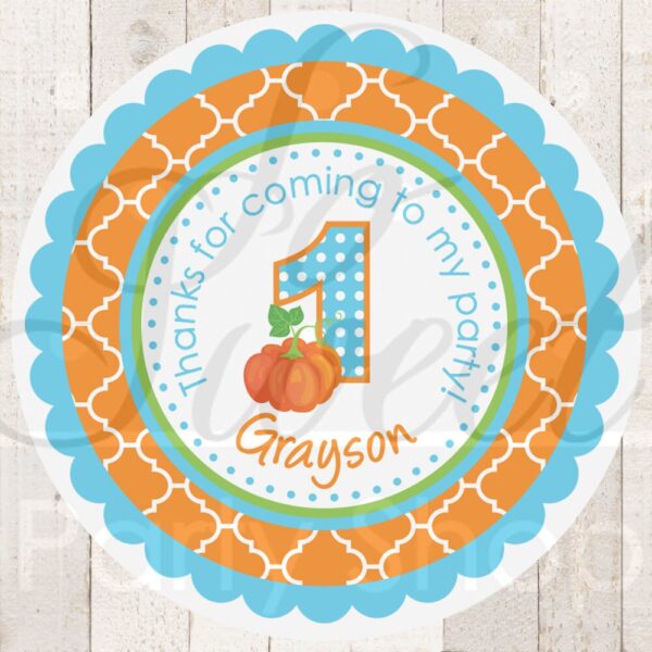 Pumpkin Theme Birthday Party Favor Stickers