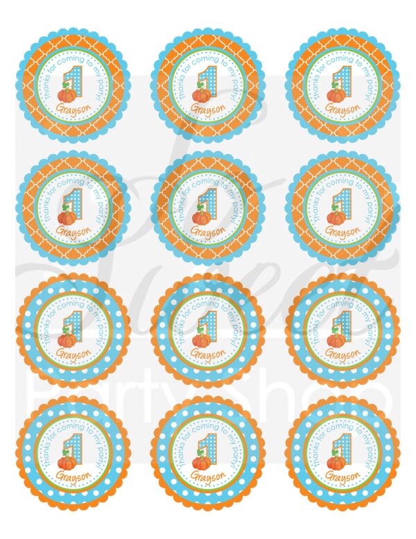 Pumpkin Theme Birthday Party Favor Stickers - Image 2