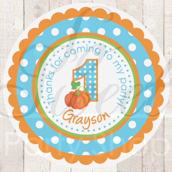 Pumpkin Theme Birthday Party Favor Stickers - Image 3