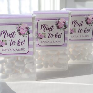 Wedding Favor Mint Labels Floral Purple Set of 24