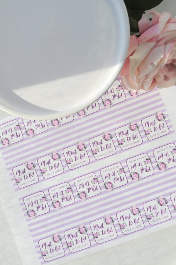 Wedding Favor Mint Labels Floral Purple Set of 24 - Image 5