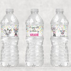Wild Animal Birthday Party Water Bottle Labels Set of 10