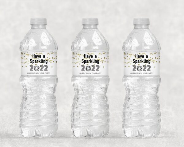 New Year's Beverage Labels Gold and Black Set of 11