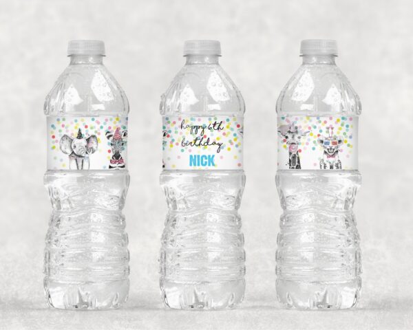 Wild Animal Birthday Party Water Bottle Labels Set of 10 - Image 3